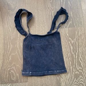 NWOT Free People Movement Ribbed ruffle strap crop top